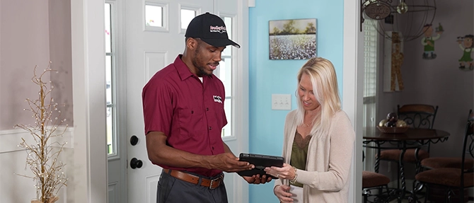 Tech showing customer AC options