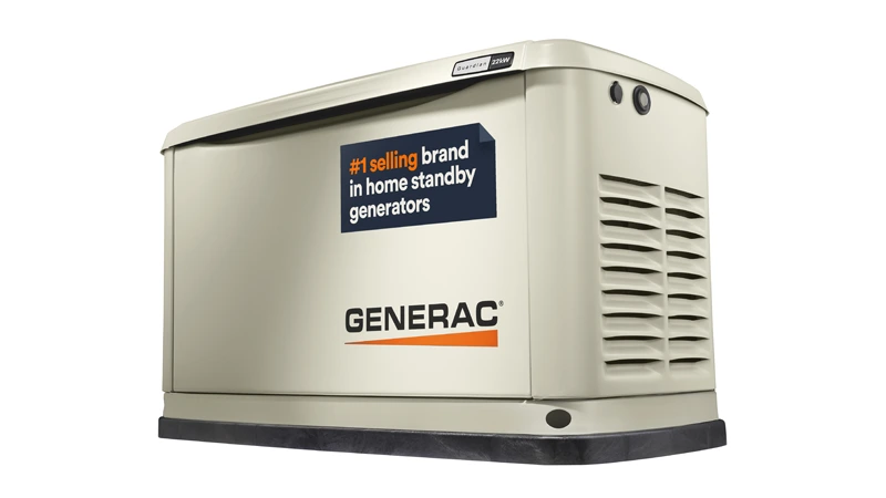 Generac Guardian 22kW standby generator angled view on white background