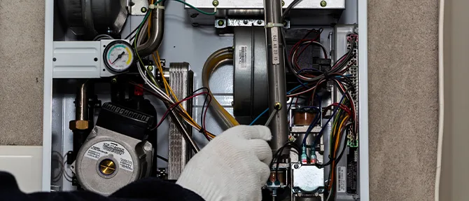 Internal components and wiring of residential gas furnace